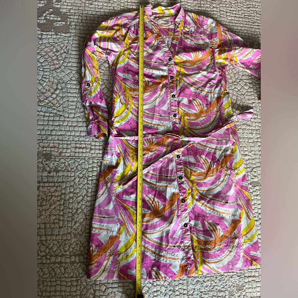 Anthropologie Pink & Orange Long Sleeve Printed Dress - Picture 13 of 14